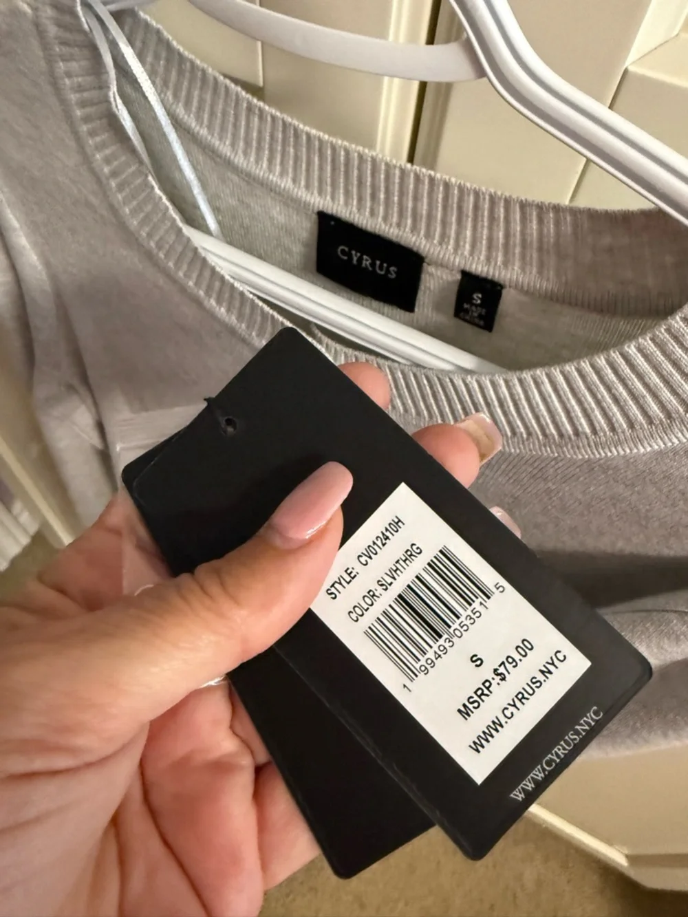 Cyrus Soft Light Gray Crewneck Button Cardigan - Picture 3 of 4